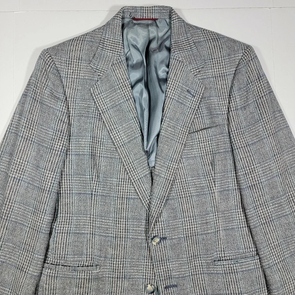 Hart Schaffner Marx Famous Barr‎ Vintage Sport Coat - Gray Blue - about 45R